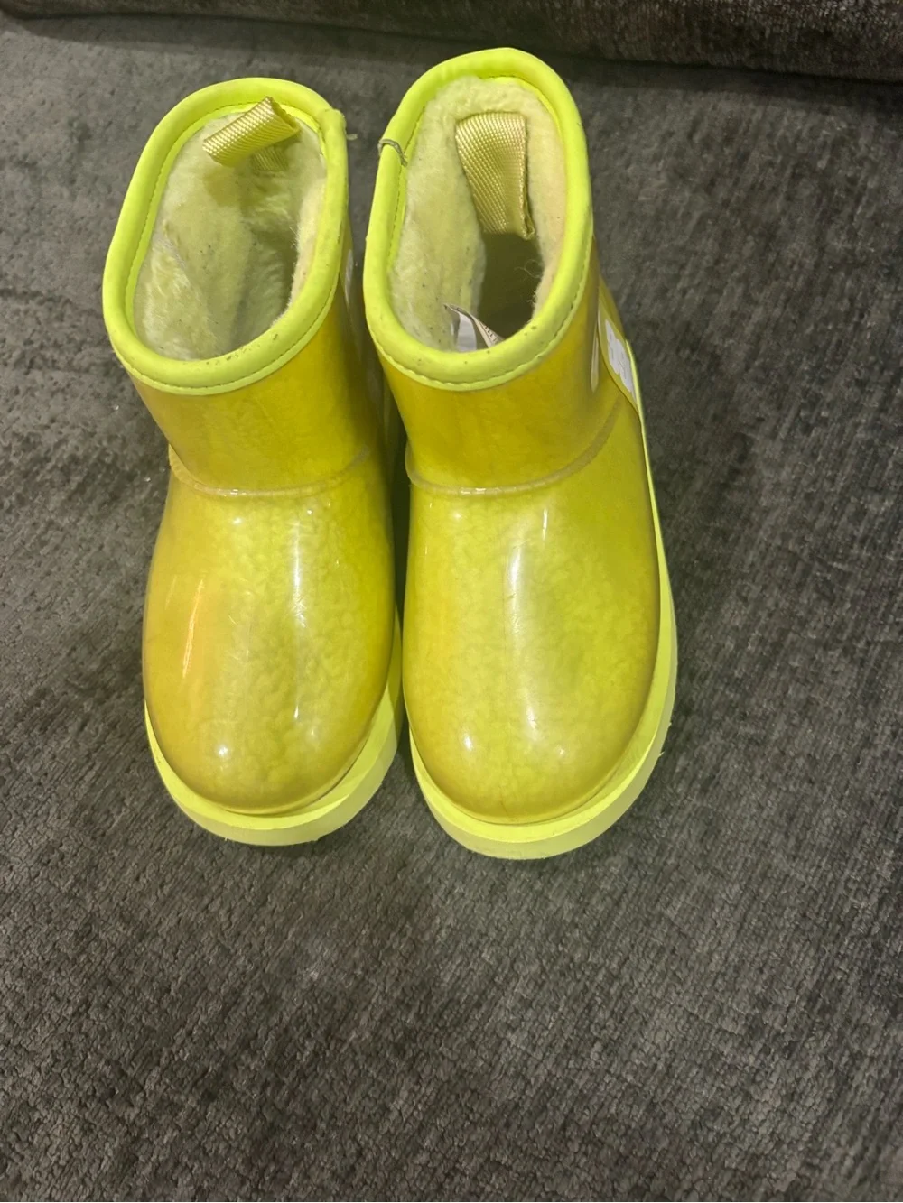 UGG Kids Waterproof Boot Lined Lime Green Clear Mini II Girls 12 US(S/N1112386K)